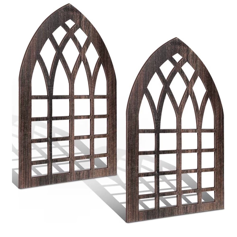 2 Pcs Rustic Window Frame Wall Decor Wooden Farmhouse Wall Decor 15.6'' x 11'...